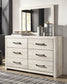 Cambeck  Panel Bed With 4 Storage Drawers With Mirrored Dresser And 2 Nightstands