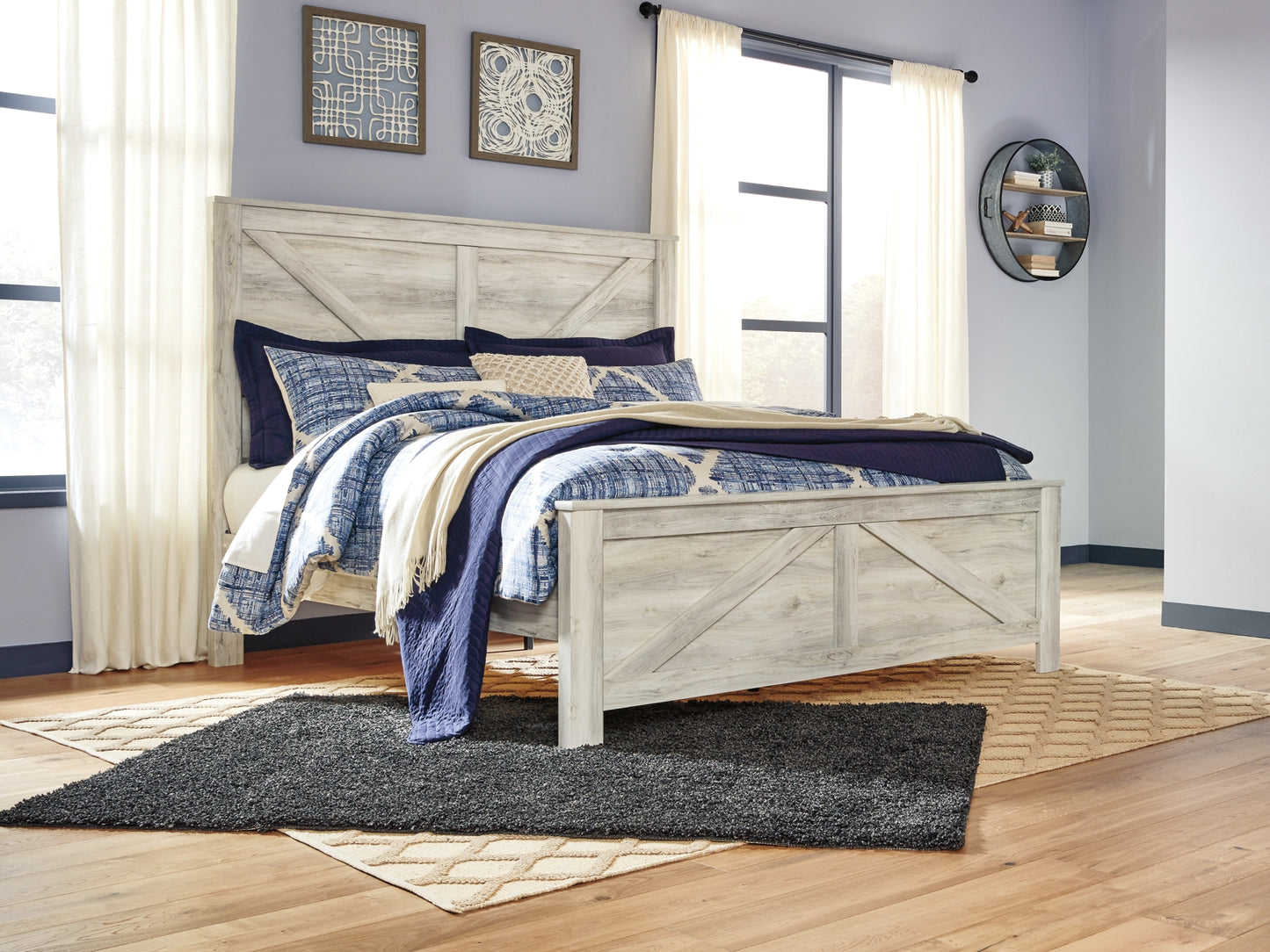 Bellaby  Crossbuck Panel Bed With Mirrored Dresser