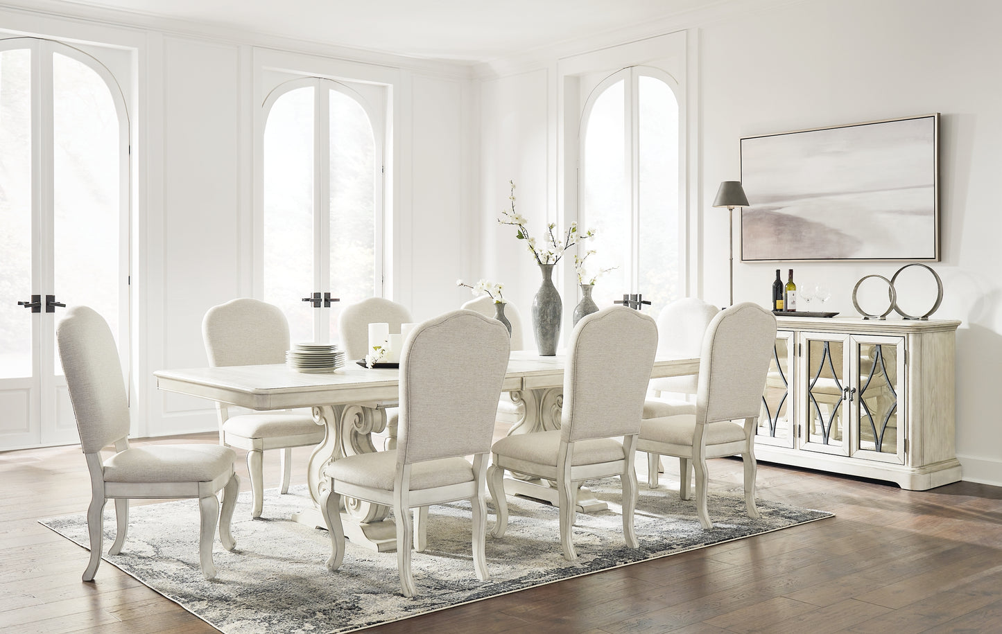 Arlendyne Dining Table and 8 Chairs with Storage